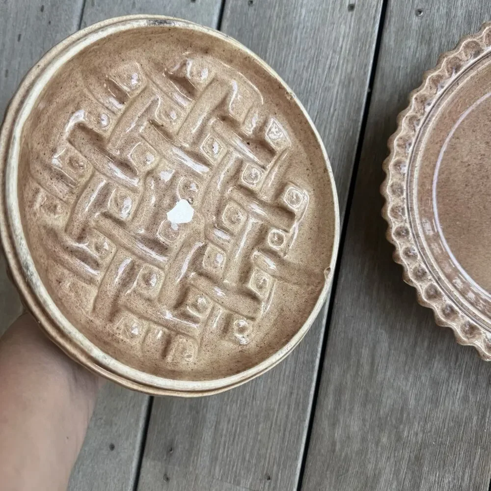 Vintage Ceramic Cherry Pie Keeper Dish with Lid Cottagecore
